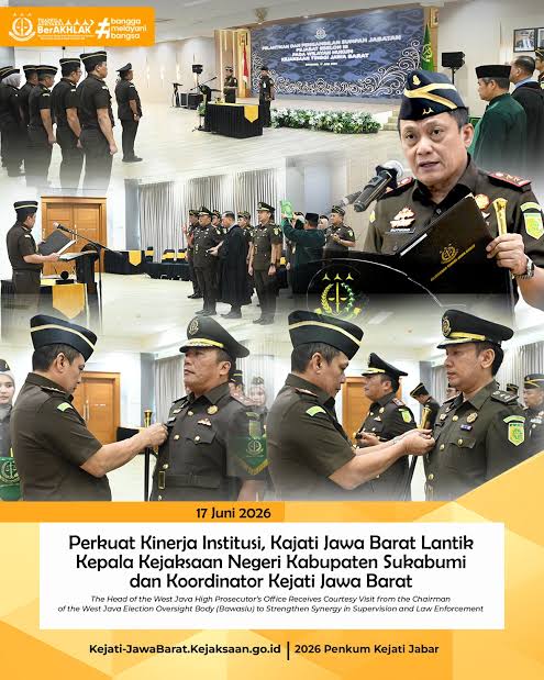 Kajati Jabar Lantik Kajari Kabupaten Sukabumi dan Koordinator Kejati Jawa Barat