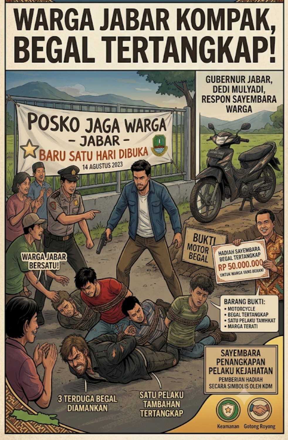 Baru Sehari Dibuka, Warga Jabar Tangkap 3 Terduga Begal