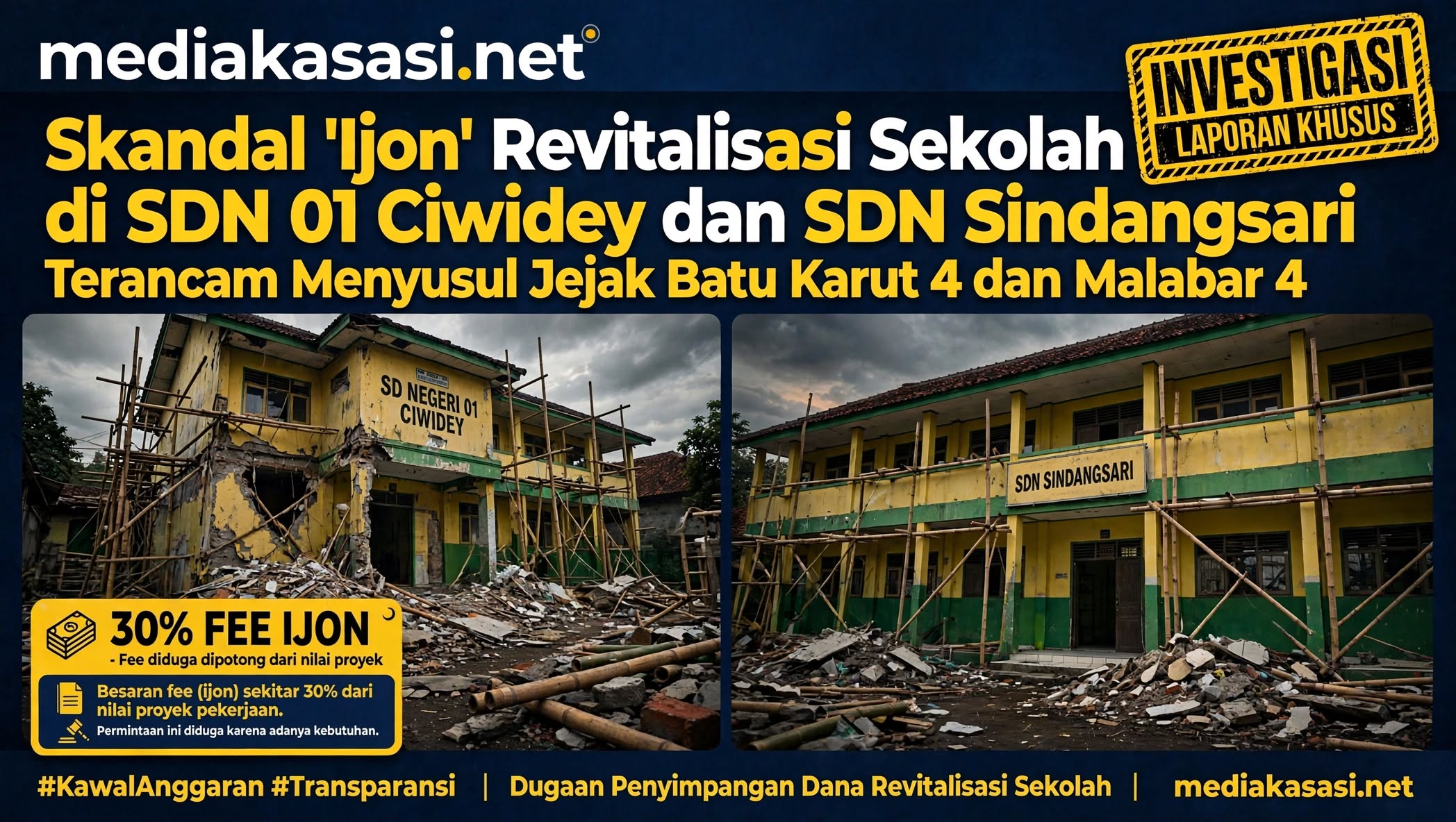 Skandal 'Ijon' Revitalisasi Sekolah di SDN 01 Ciwidey dan SDN Sindangsari  Terancam Menyusul Jejak Batu Karut 4 dan Malabar 4